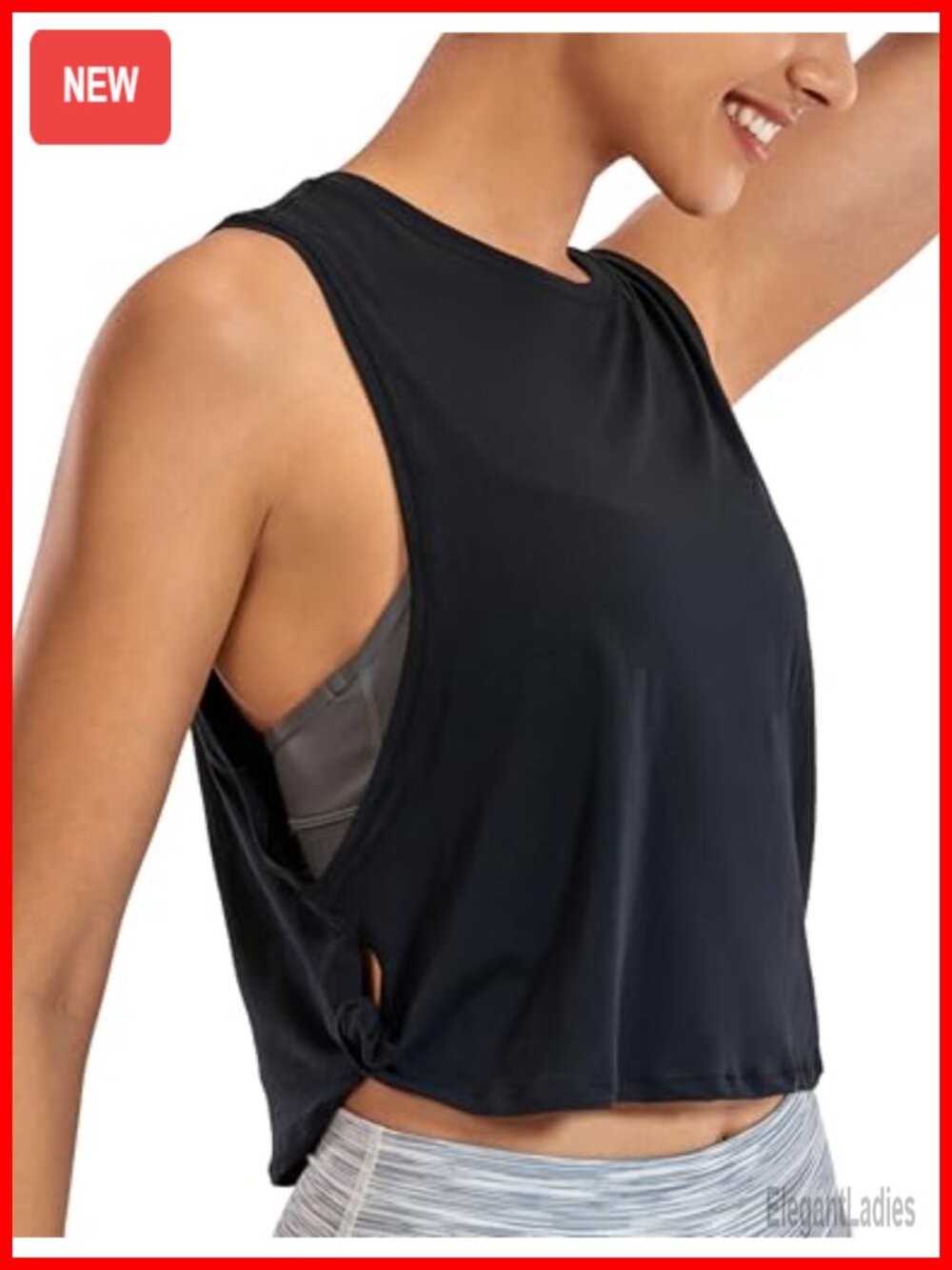 Pima Cotton Deep Armhole Tank Top Loose Fit Crop Sleeveless Workout